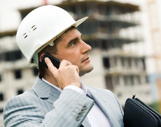 contractor on phone